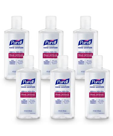 Purell PRIME DEFENSE Advanced Hand Sanitizer, Essential Protection, 4 Fl Oz Travel Size Bottles (Pack of 6) - 3499-04-EC