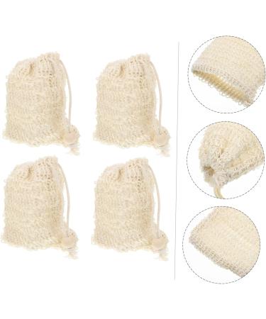 WOONEKY 4pcs Cotton Linen Soap Bag Net Foaming Net Foaming Hand Wash Exfoliating Soap Bag Khaki - Buy Online on SooperMarket.com