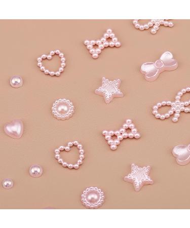 Vorey 500Pcs 3D Pink Multi Shapes Pearls Nail Charms - Nail Art DIY Crafts and Jewelry Accessories - Buy Online on SooperMarket.com