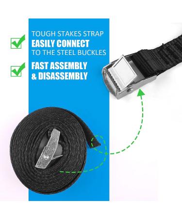 Synoratory Heavy Duty Trampoline Stakes Anchors Kit - Galvanized Steel, High Wind Resistance - Fits 15ft, 14ft, 12ft, 10ft Trampolines - 15.8inch Ground Anchors - Black Trampoline Accessories - Buy Online on SooperMarket.com