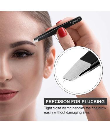 5 in 1 Stainless Steel Tweezers Set for Precision Hair Removal - Includes Eyebrow Scissors - Black Tweezers for Ingrown Hair, Splinters - Buy Online on SooperMarket.com