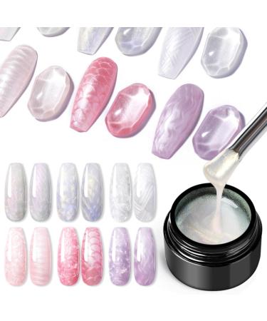 TBeautfave Pearl Gel Nail Polish Shell Thread Gel Nail Polish Pearl White Pearlescent Shimmer Nail Varnish Soak off UV/LED Nail Gel Swirl Thread DIY Nail Art Christmas Nails PearlWhite - Buy Online on SooperMarket.com