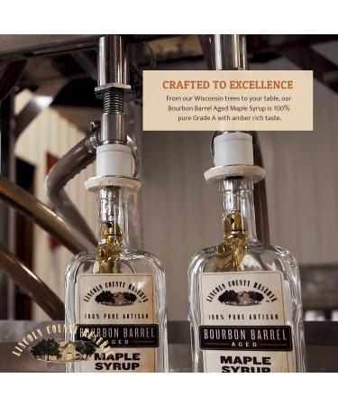 Lincoln County Reserve Bourbon Barrel Aged Maple Syrup - Grade A Amber Rich Taste - Gluten-Free - 12FL OZ (3 Pack) - Buy Online on SooperMarket.com