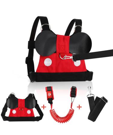 Toddlers Leash for Walking + Anti Lost Wrist Link Safety Wrist 4 in 1 for Toddlers, Child, Babies & Kids, Safety Harness Kids Walking Wristband Assistant Strap Belt (Mickey)