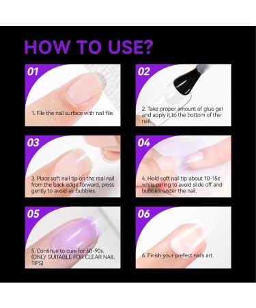 Gelike EC Short Coffin Nail Tips - 240PCS | Soft Gel Full Cover Nail Extensions | Pre Etched Clear False Nails | Press On Nails | 10 Sizes - PMMA Resin - Buy Online on SooperMarket.com