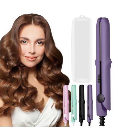 2-in-1 Dual Purpose Curling Wand and Straightener Long-Lasting Portable Travel Hair Styler for Short and Long Hair Types (Purple)