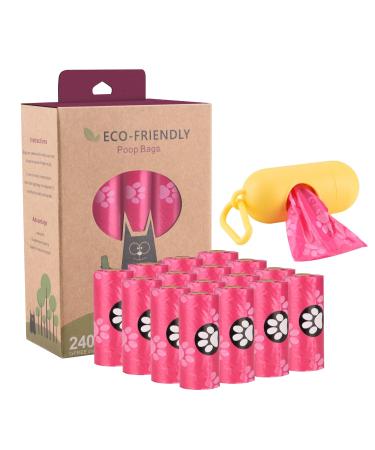 JBBFCAN Dog Poo Bags 240 Pink Large Poop bags with Dispenser Super Strong 100% Leak Proof Poo bags dogs rolls with Corn Starch Compostable Pink 240 count (Pack of 1)