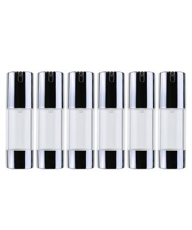 longway Silver Airless Cosmetic Cream Pump Bottle Travel Size Dispenser Refillable Containers(1oz/30ml pack of 6