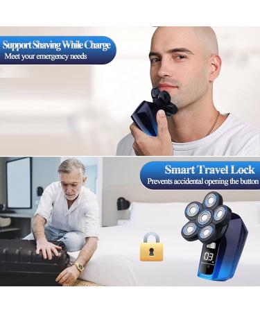 Bald Head Shaver 6 in 1 Cordless Waterproof Electric Razor for Men - Rechargeable, Wet Dry, USB Charging - Ideal for Head and Face Shaving - Buy Online on SooperMarket.com