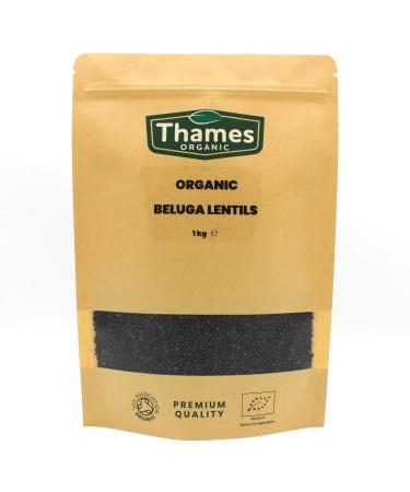 Organic Beluga Lentils 1kg - No Additives No Preservatives Raw Vegan GMO-Free Certified Organic - Perfect for Soups Salads Meals - Thames Organic 1.00 kg (Pack of 1)