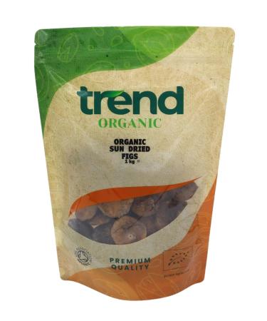 Trend Organic Sun Dried Figs High in Fibre Natural Sugars and Vital Minerals - Potassium Magnesium and Iron - Organic Vegan GMO-Free No Additives No Preservatives Unsulphured Raw 1kg