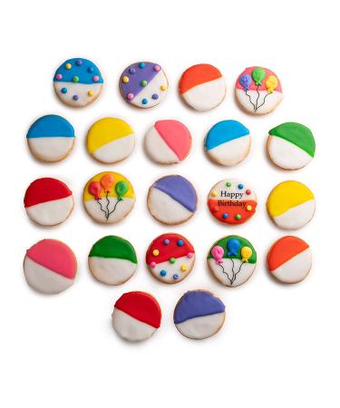 Happy Birthday Cookie Gift Basket Tin - 21 Assorted Hand-Decorated Cookies in 7 Bright Colors - Perfect Birthday Gift for Him, Her, Boys, Girls, Men, Women - Prime Delivery - Buy Online on SooperMarket.com