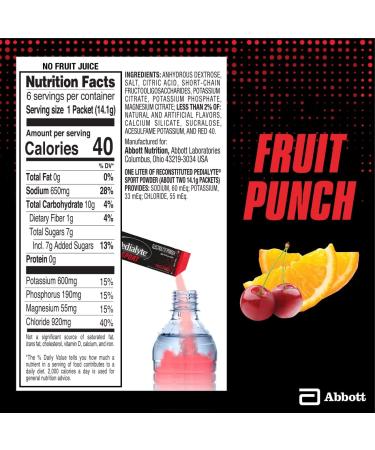 Pedialyte Sport Fruit Punch Electrolyte Powder - 6 Packets - Buy Online on SooperMarket.com