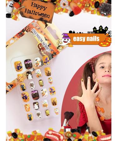 SEO Optimized Meta Title: "Halloween Press on False Nails for Kids - 96 pcs | Full Cover Fake Nails with Adhesive Tabs for Holiday Nail Art Decoration - Buy Online on SooperMarket.com