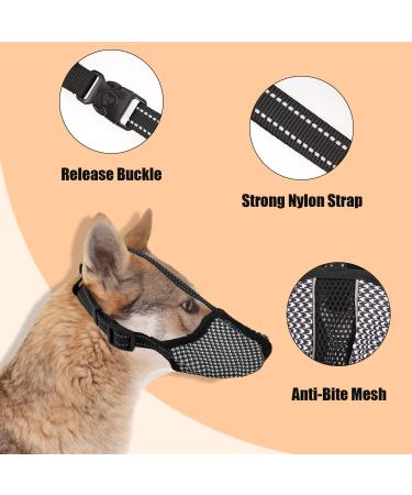 Breathable Mesh Dog Muzzle Anti Barking & Biting Chewing Dog Mouth Guard with Reflective Strap Adjustable Soft Basket Muzzle for Small Medium Large Dog (L) - Buy Online on SooperMarket.com