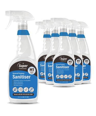 Super Professional General Purpose Sanitiser 750ml x 6 H1 All Purpose Cleaner Non-Bleach & Food Safe