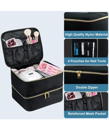 Movstriker Nail Polish Organiser Bag Double Layer Nail Varnish Storage Holds 30 Bottles and A Nail Lamp Traveling Nail Polish Storage Case Portable Nail Lipstick Beauty Tools Box(Black) - Buy Online on SooperMarket.com
