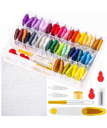 Paxcoo 88 Pcs String Bracelet Making Cross Stitch Supplies Kits with Organizer Box Including 50 Colors Embroidery Floss and 38 Pcs Embroidery Kit for Friendship Bracelet String Making
