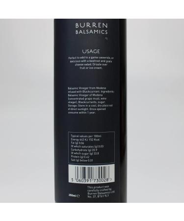 Burren Balsamics Blackcurrant Infused Balsamic Vinegar of Modena 100ml - Premium Blackcurrant Flavor - Buy Online on SooperMarket.com