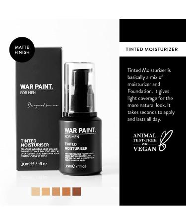 War Paint Men's Tinted Moisturiser - Cruelty-Free Vegan Makeup for Men - 5 Shades (Light) - Made in UK - Buy Online on SooperMarket.com