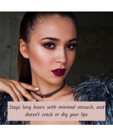 Emma Burgundy Red Matte Liquid Lipstick - Long Lasting & Waterproof | Talc-Free, Mica-Free, Gluten-Free, Paraben-Free - Buy Online on SooperMarket.com