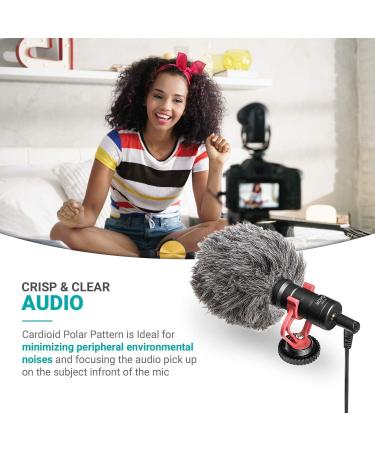 Movo VXR10 Universal Video Microphone with Lightning Dongle Adapter - Shock Mount, Deadcat Windscreen, Case - iPhone 14, 13, 12, 11, XS, XR, X, Pro Max & More - Buy Online on SooperMarket.com