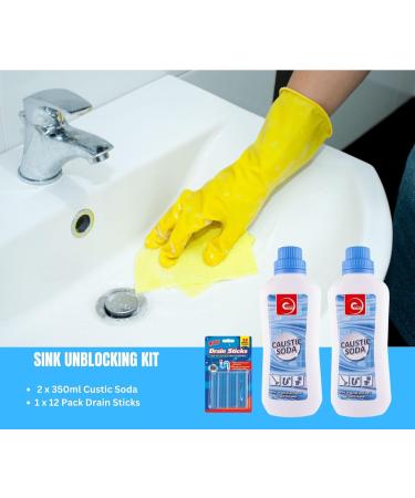 Drain and Plug Unblocker Effectively Removes Blockages Liquid Cleaner for Blocked Drain Pipes in Sinks or Shower Traps -2 x 350ml & 12 Pack Drain Sticks - Buy Online on SooperMarket.com
