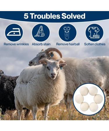 Sgnsvj 6Pcs Wool Dryer Balls- Premium Natural - Made with Wool That Replaces Dryer Sheets - Lint Remover Easy to Use 7cm - Buy Online on SooperMarket.com