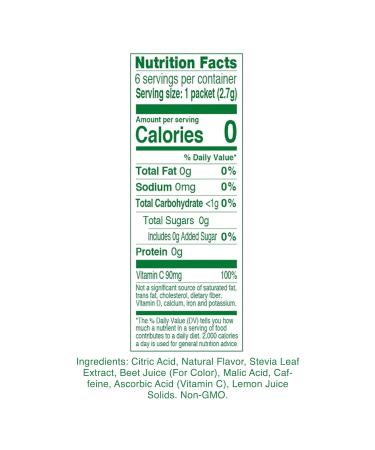 TRUE LEMON Energy Wild Cherry Cranberry Drink Mix - 6 Count Packets with Stevia - Gluten Free Water Flavor Enhancer - No Preservatives or Artificial Sweeteners - Pack of 12 - Buy Online on SooperMarket.com