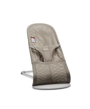 BabyBjrn BABYBJRN Bouncer Bliss, 3D Mesh, Light Grey Frame, Grey/Beige, Gray Beige mesh (006102US)