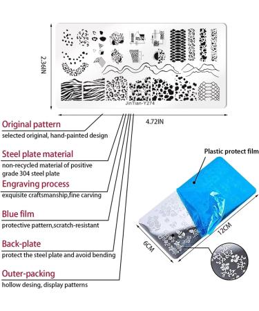 Geometric Nail Stamping Plates Set - 4Pcs Nail Templates for Art Stamping Kit - Buy Online on SooperMarket.com