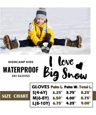 Highcamp Kids Waterproof Winter Snow Gloves with Reflector M(6-8Y) - Heather - Buy Online on SooperMarket.com