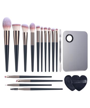 BS-MALL Makeup Brushes Set with 1 Makeup palette & 2 Powder Puff Premium Synthetic Foundation Powder Concealers Eye Shadows 18 Pcs Set