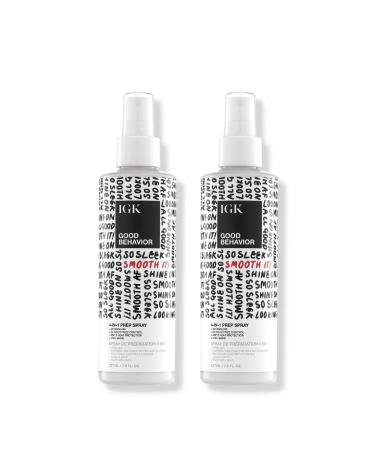 IGK GOOD BEHAVIOR 4-in-1 Prep Spray | Leave In + Detangle + Heat Protectant | Vegan + Cruelty Free | 7 Fl Oz (Pack of 2)