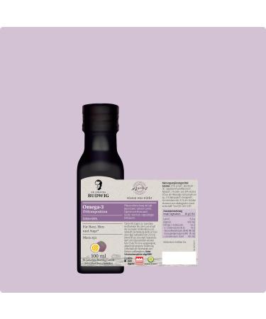 Dr.Budwig Omega 3 DHA+EPA Maracuja (100ml) - Vegan Liquid Algae Oil for Kids & Adults - High EPA & DHA Linseed Oil Blend - Buy Online on SooperMarket.com
