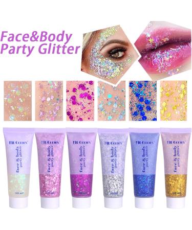 AKARY White Mermaid Scale Glitter Gel - Long-Lasting Holographic Chunky Glitter for Body, Hair, Face, Nails, Eyes - Fairy Costume Makeup for Women - Buy Online on SooperMarket.com