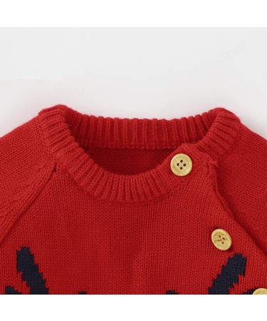 Christmas Reindeer Baby Romper | Winter Knit Long Sleeve Outfit - Newborn 3-6 Months - Buy Online on SooperMarket.com