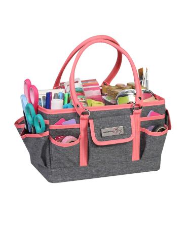 Everything Mary Craft Bag Organizer Tote  Coral - Storage Art Caddy for Sewing & Scrapbooking - Crafts Supply Carrier w/Handle for Supplies & Tools - Organization for School  Medical  Office Coral Heather