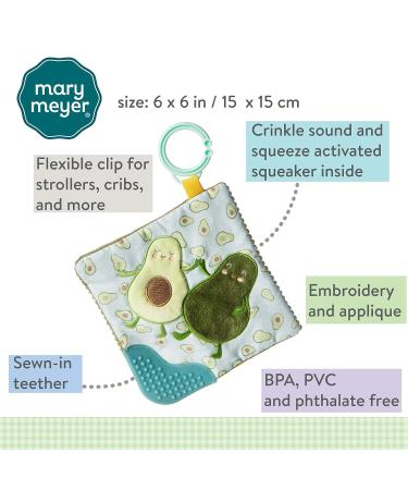 Mary Meyer Yummy Avocado Teether Toy with Baby Paper and Squeaker - 6 x 6-Inches (44141) - Buy Online on SooperMarket.com