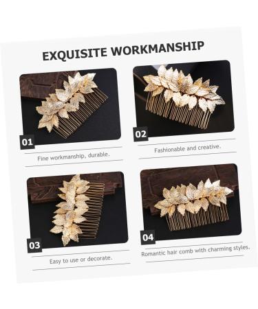 ABOOFAN Hair Comb Leaves Vintage Hair Side Combs Golden Bridal Side Comb Styling Head Flower Girl Headband Bridal Hair Accessories Headbands for Girls Hair up Alloy Manual Bridesmaid - Buy Online on SooperMarket.com