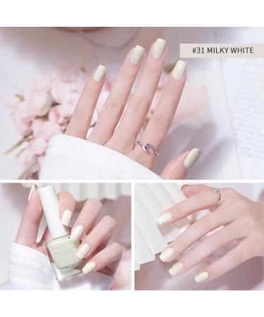 TBeautfave Milky White Nail Varnish Nude Nail Polish Quick Dry Long Lasting Nail Polish Non-Toxic Nail Polishes Breathable No Need Cure Nail Polish Nail Varnish at Home Manicure 31 Cream White - Buy Online on SooperMarket.com