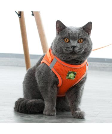 Zhenle Adjustable Reflective Cat Dishes Set with Leash - Orange Collars & Breast Dishes for Cats | International Shipping Available - Buy Online on SooperMarket.com