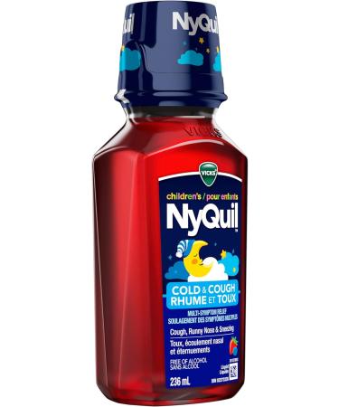 Vicks Children's NyQuil Cold and Cough Syrup Multi-Symptom Relief from Cough Runny Nose Sneezing Berry Flavoured Ages 6+ 236 mL - Buy Online on SooperMarket.com