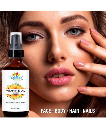Pure Organic Vitamin E Oil 4 fl oz - 43 000 IU | 100% Plant-Based Natural Moisturizer for Skin Scars Nails Acne Hair Growth & Wrinkles - Buy Online on SooperMarket.com