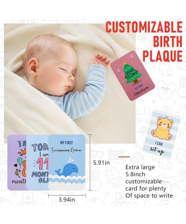 50 PCS Baby Monthly Milestone Cards and 18 Stickers Monthly Baby Milestone Growth Markers Record Card Newborn Welcome Sign Perfect Photography Props to Record Your Babys Growth - Buy Online on SooperMarket.com