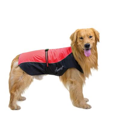 Ranphy Hundersmantel waterproof for medium and large dogs reflective rain cover breathable with abdominal protection dachshund labrador dog jacket Ultra -light safe dog cladding red 7xl 7xl (breast circumference: 85cm) red and black