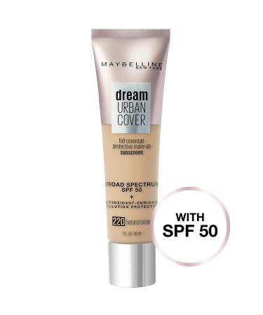 Maybelline Dream Urban Cover Flawless Coverage Foundation Makeup SPF 50 - Natural Beige 220, 1 Fl Oz - Buy Online on SooperMarket.com