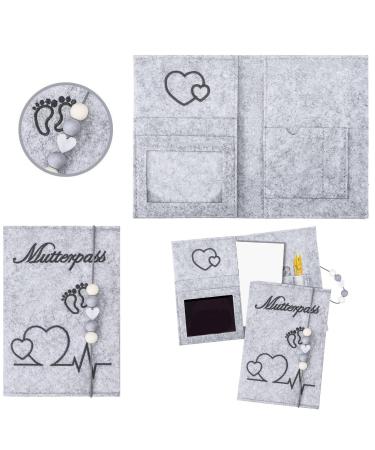 Motherpass Cover in Dark Gray | Felt Pregnancy Diary Organizer for Ultrasound Documents & Vaccination Pass - Perfect Gift for Expectant Mothers - Buy Online on SooperMarket.com