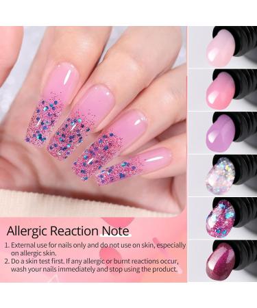 Ur Sugar PolyGel Set - Cat Eye Magnet Poly Extension Gel | 6 Colors 15ml | Pink Glitter Shines in the Dark - Nail Extension Builder Gel - Buy Online on SooperMarket.com