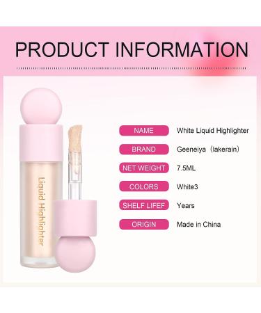 White Liquid Highlighter Shimmer Face Oil Glitter Makeup - Long Lasting Pigmented Formula for Face, Eyes, and Body - Buy Online on SooperMarket.com
